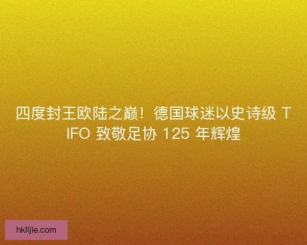 四度封王欧陆之巅！德国球迷以史诗级 TIFO 致敬足协 125 年辉煌